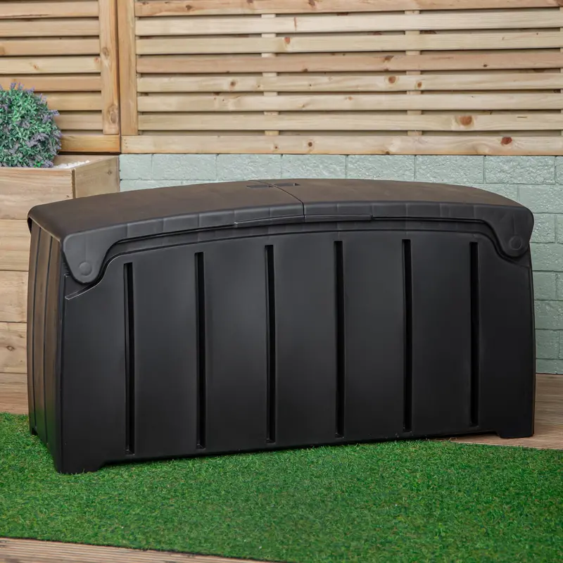 1.15M X 61Cm Large Black Storage Box – 300L Capacity, Padlock-Compatible Lid 1