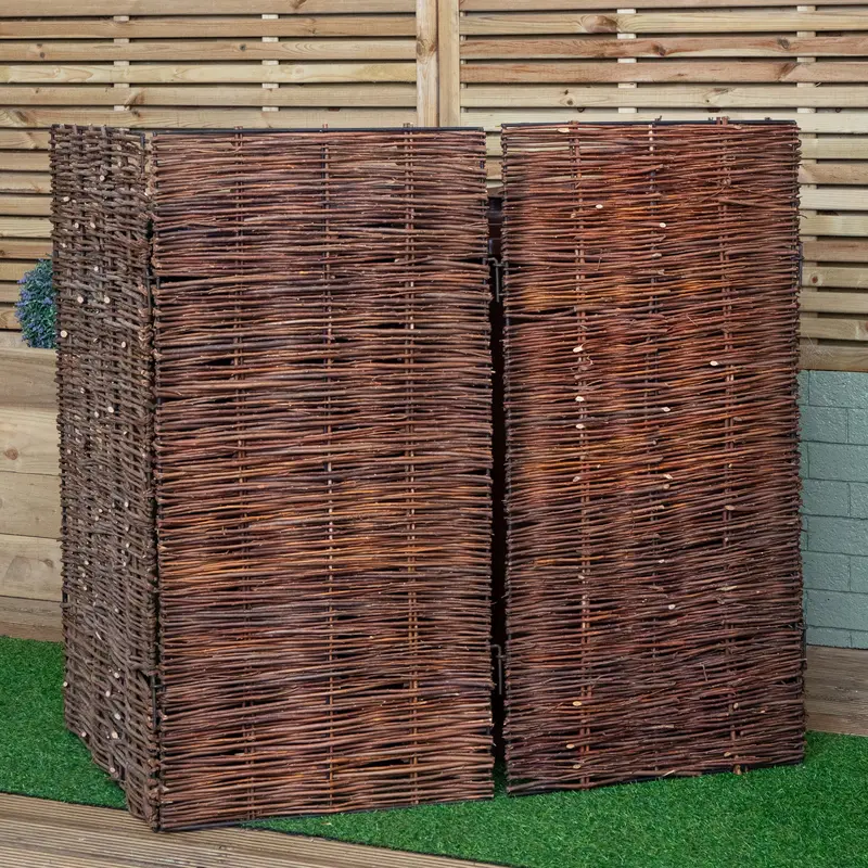1.16M X 1.22M Double-Compartment Willow Wheelie Bin Screen – Patio Hideaway 1