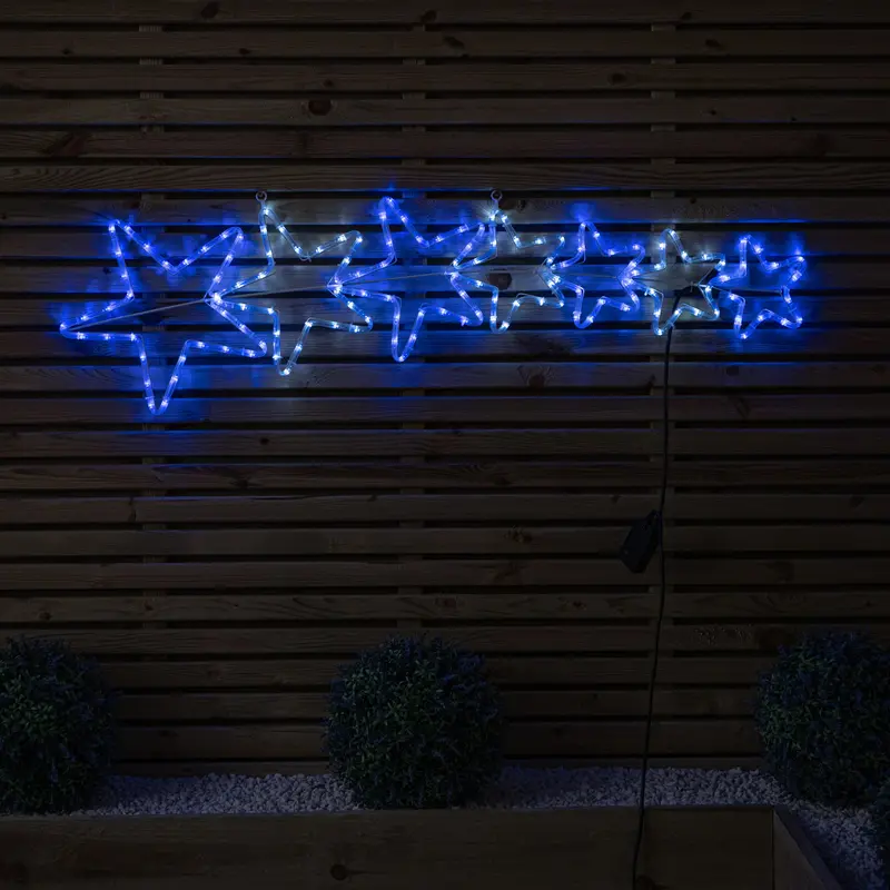 1.2M Seven-Star Christmas Silhouette Rope Light – Blue & Cool White Leds 1