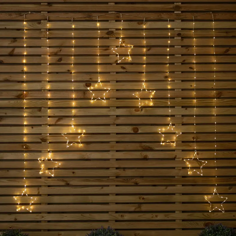 1.2M Square Starry Pin Wire Christmas Curtain Lights – 303 Warm White Leds 1