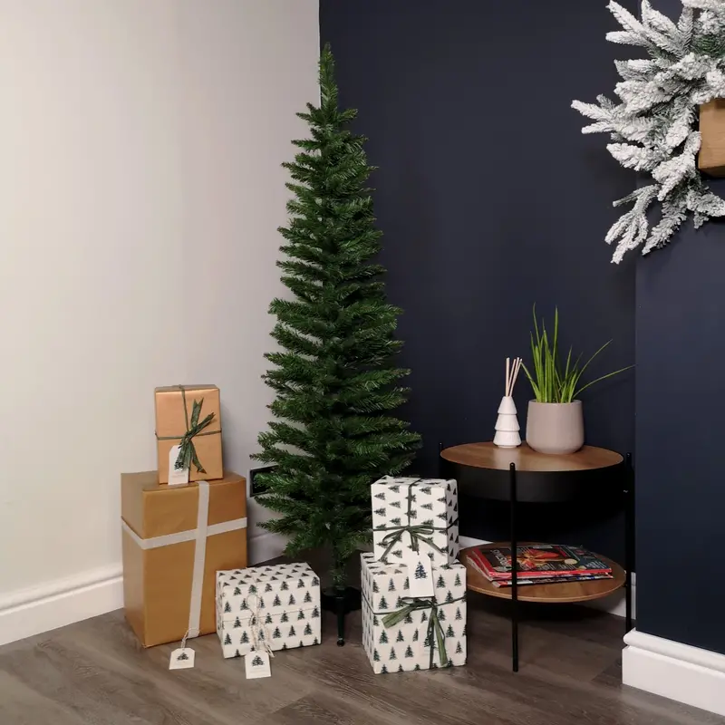 1.5M Slim Pencil-Style Artificial Christmas Tree – Minimalist Green Design 1