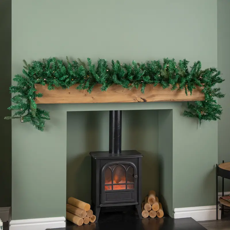 1.8M Led Garland – 50 Warm White Bulbs & 164 Realistic Green Tips 1