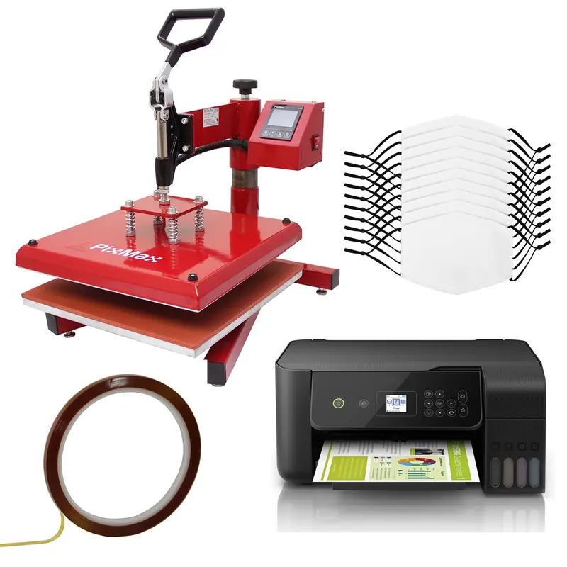 10 Sublimation Face Masks, Swing Heat Press & Eco Tank Printer 1