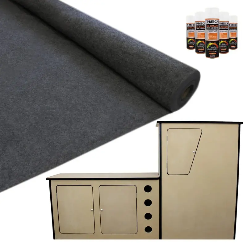 11M² Anthracite Van Interior Lining Kit With Adhesive & Camper Kitchen Accessories 1