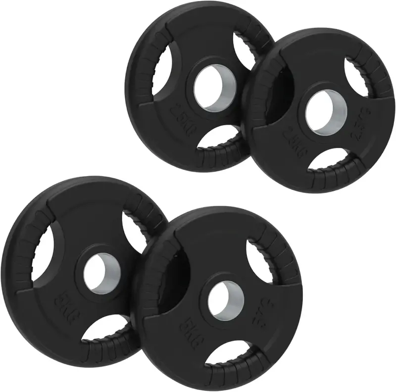 15 Kg Olympic-Style Tri-Grip Rubber Weight Plate Set (Black) 1