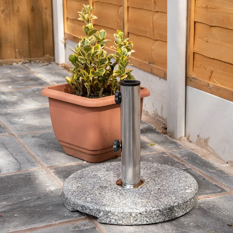 15Kg Stainless Steel Parasol Base – Round Granite-Style Umbrella Weight For Patios 1