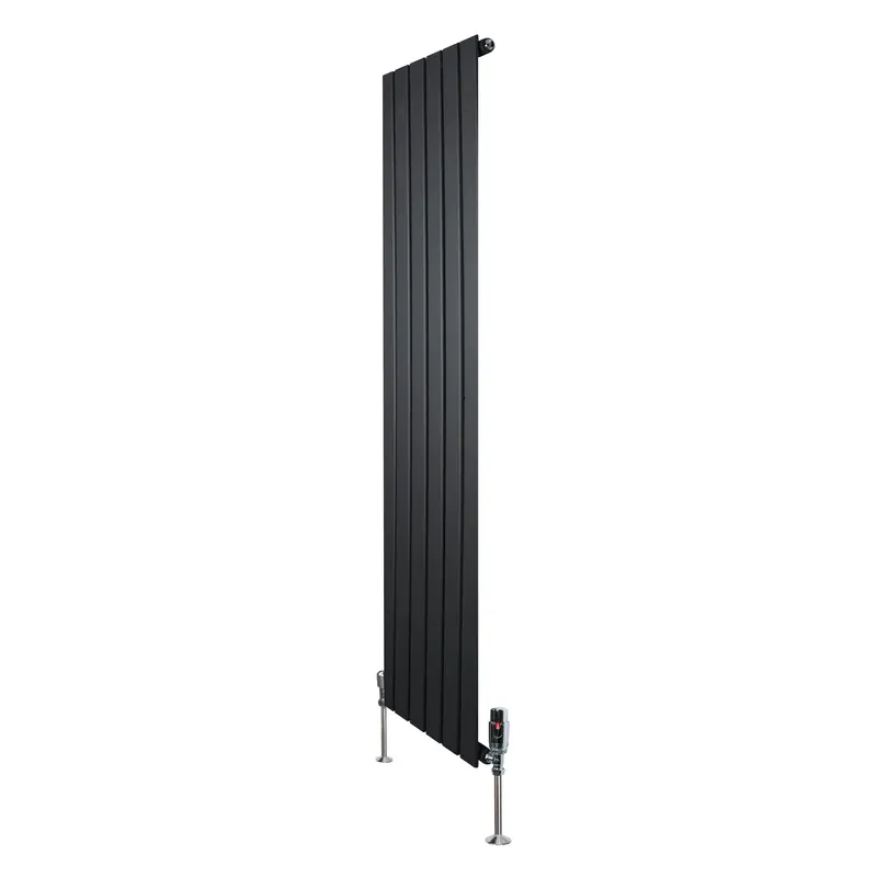 1600Mm X 420Mm Black Flat Single-Column Radiator With Included Valves 1