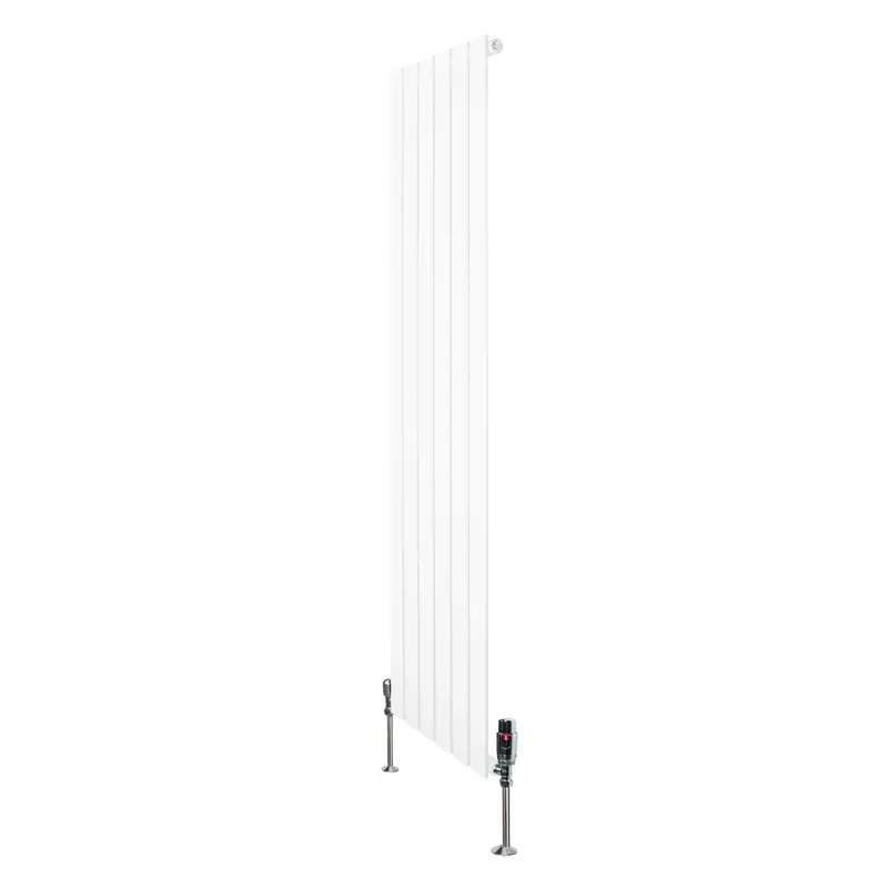 1600Mm X 420Mm White Flat Single-Column Radiator With Included Valves 1