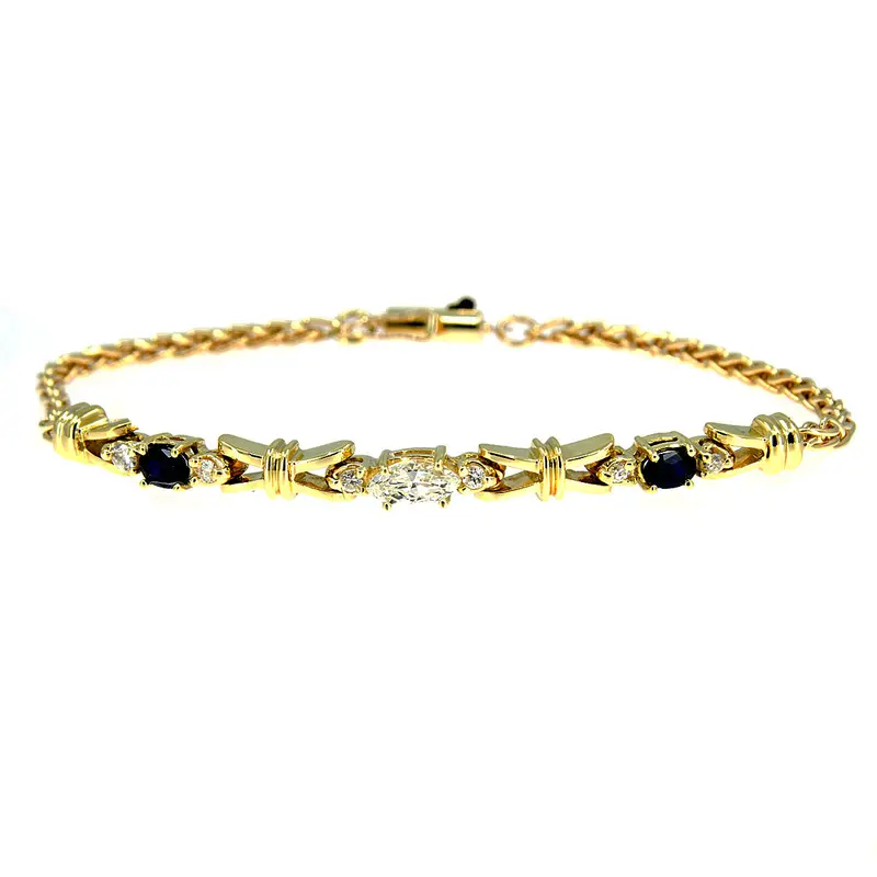 18K Gold Bracelet Set With Diamonds And Sapphires 1