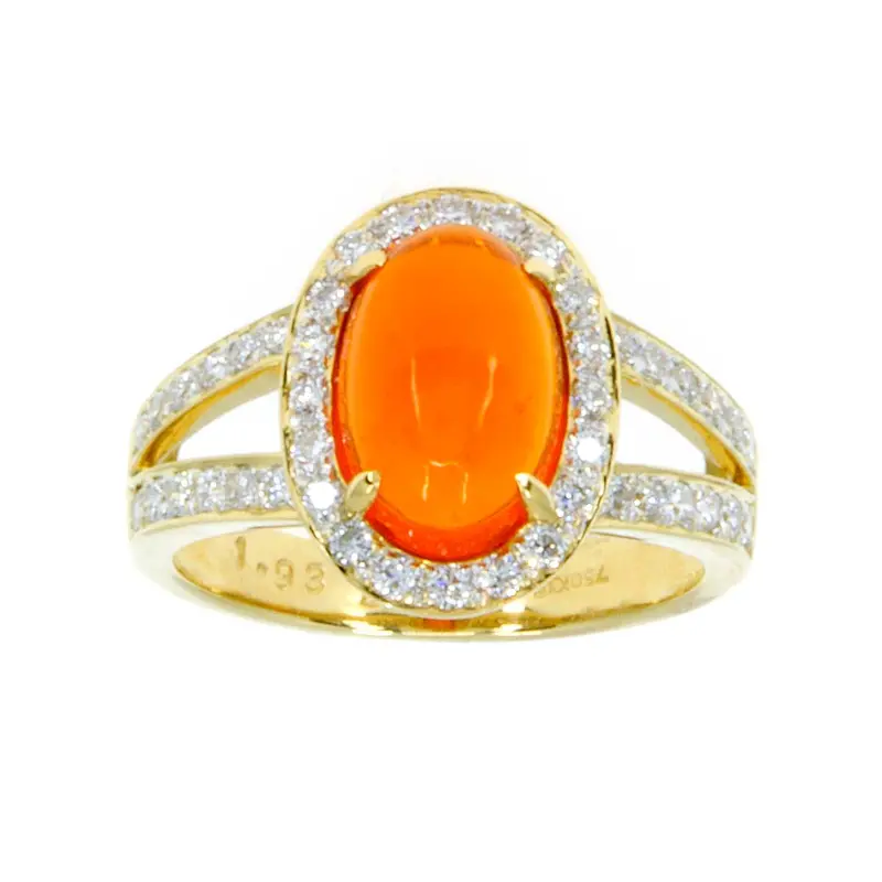 18K Yellow Gold Mexican Fire Opal And Diamond Ring 1