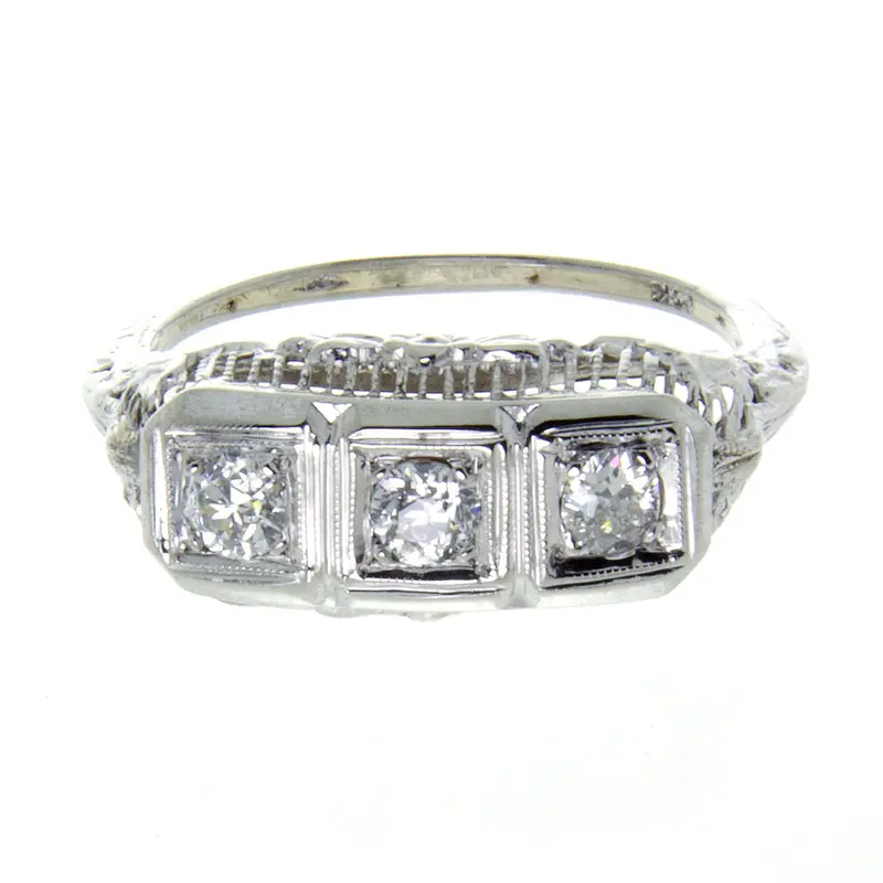 1920S Filigree Three-Stone Diamond Band 1