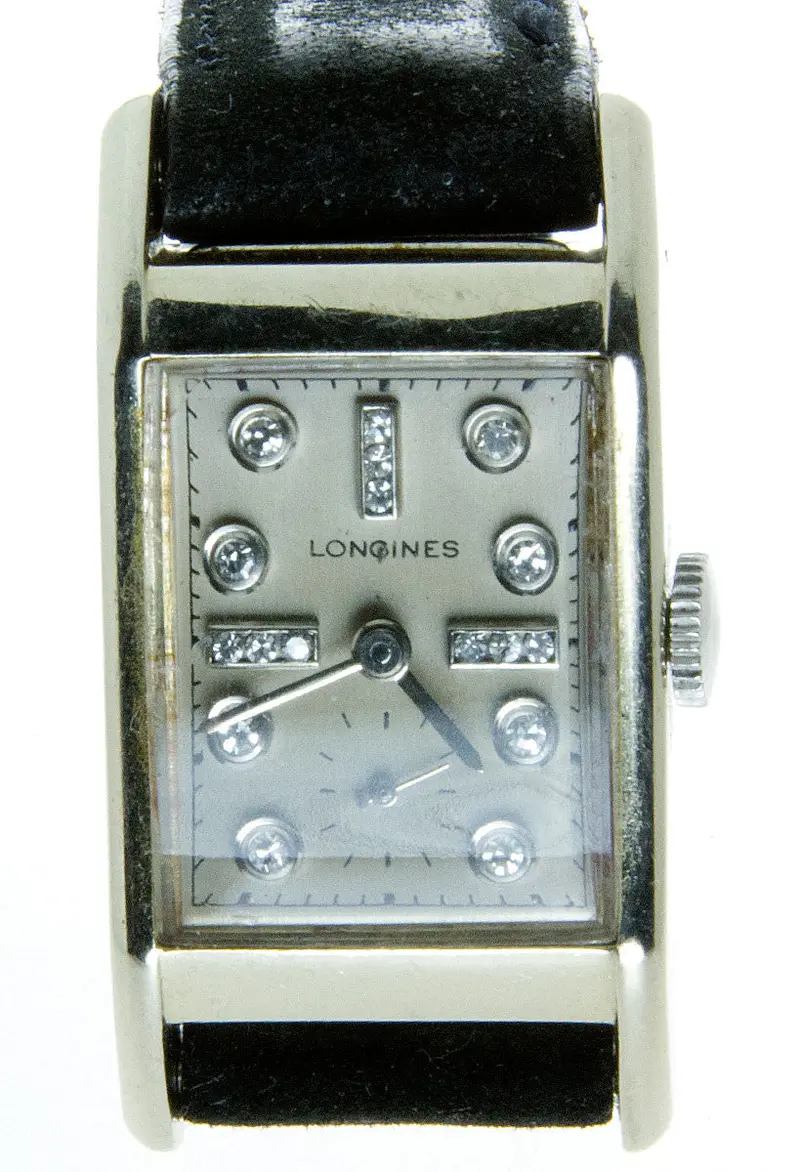 1940S Longines Diamond-Dial Dress Watch In 14K Gold Case 1