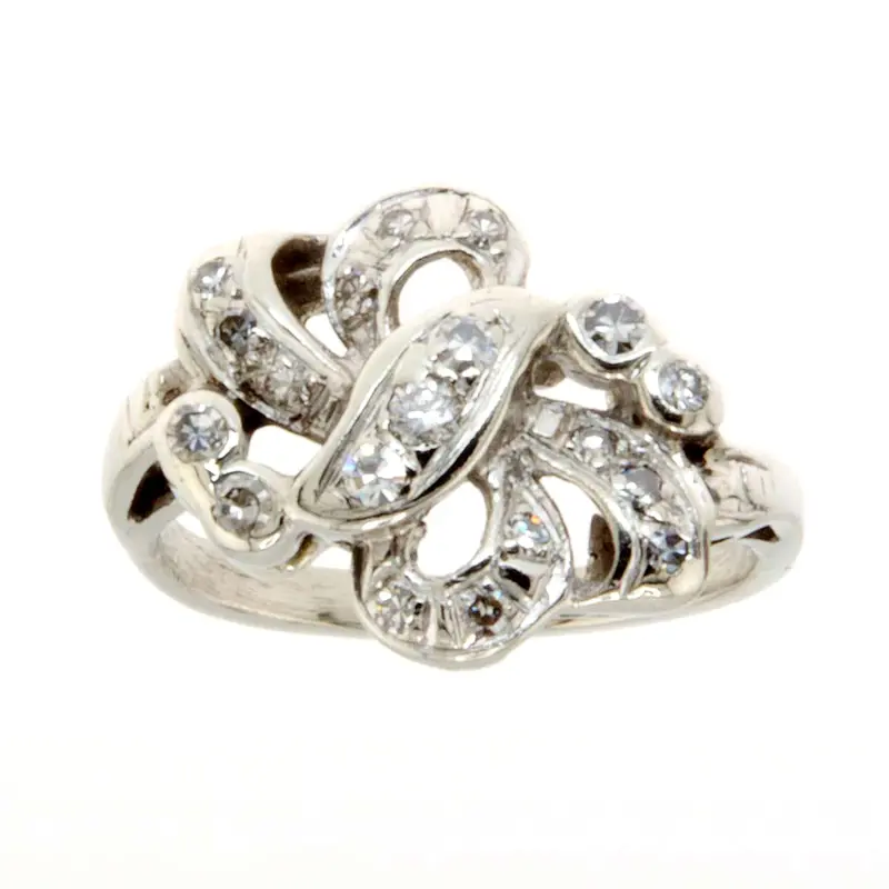 1950S Diamond Love Knot Cocktail Ring – Retro Statement Piece 1