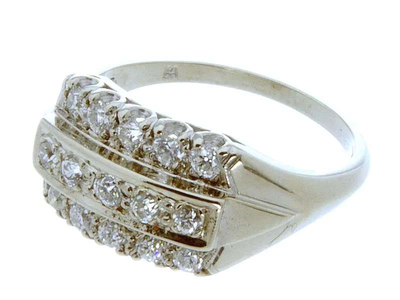 1950S Three-Row Diamond Anniversary Band – Classic Stackable Design 1