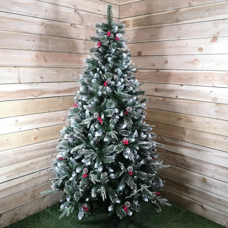 2.1-Meter New Jersey Spruce Artificial Christmas Tree – Realistic Bristle, Berry & Cone Design 1
