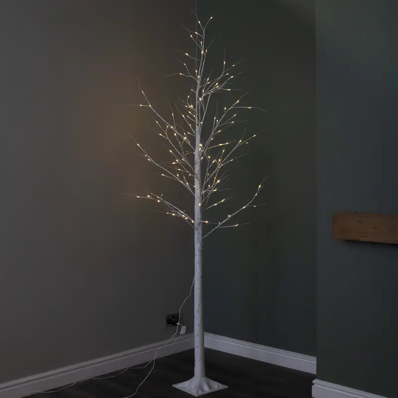2.4M (8Ft) Light-Up Birch Christmas Tree – 136 Warm White Leds, Full-Height Festive Centerpiece 1