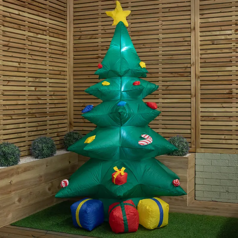 2.4M Inflatable Light-Up Christmas Tree With Present Accents And Integrated Leds 1