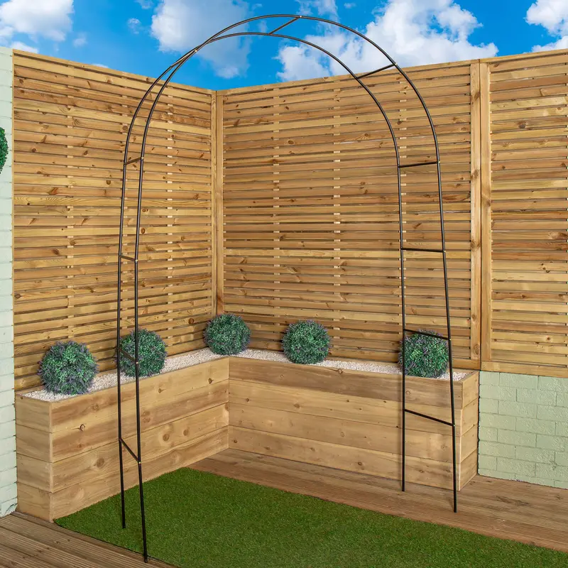2.4M X 1.4M Black Metal Garden Arch Trellis For Climbing Plants And Vines 1