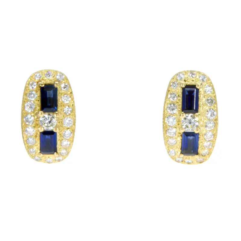 2.52Ct Sapphire And Diamond Stud Earrings – Natural Blue Gemstones 1