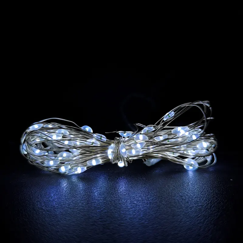 2.5M Microbrights Pin Wire Lights – 50 Cool White Leds, Battery-Powered With Timer 1