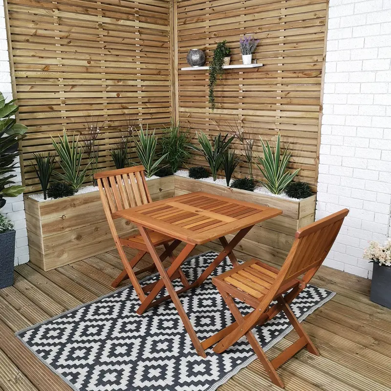 2-Person Folding Square Garden Dining Set – Compact Outdoor Table & Chairs 1