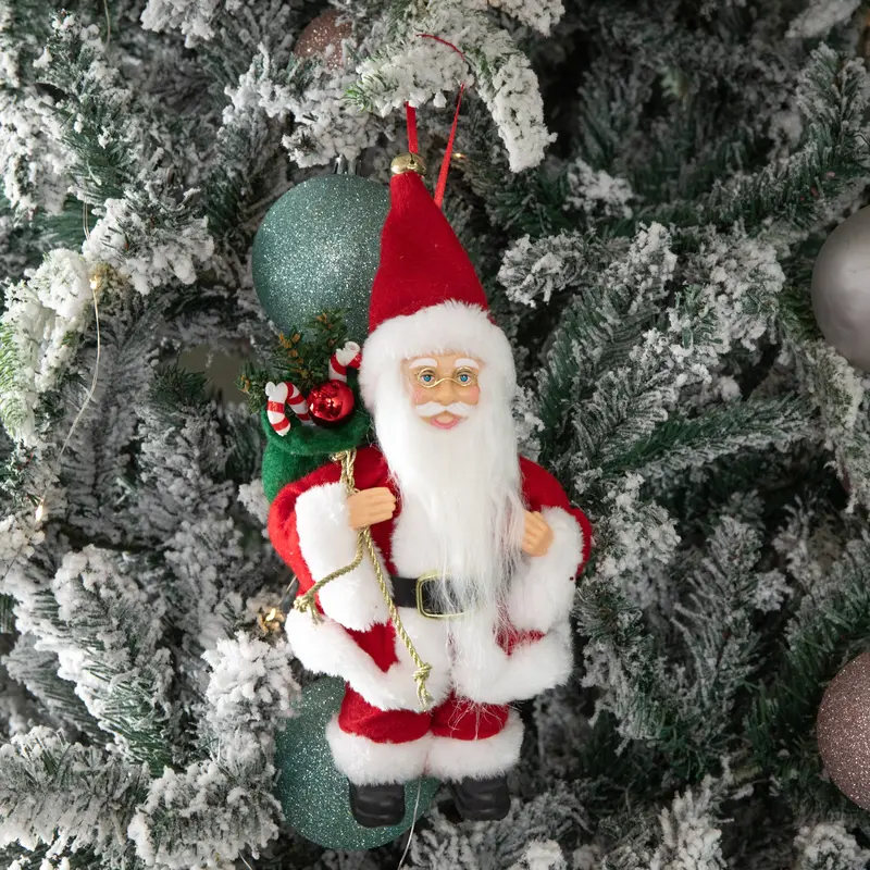 24 Cm Red & White Hanging Santa Pendant – Traditional Festive Tree Ornament 1