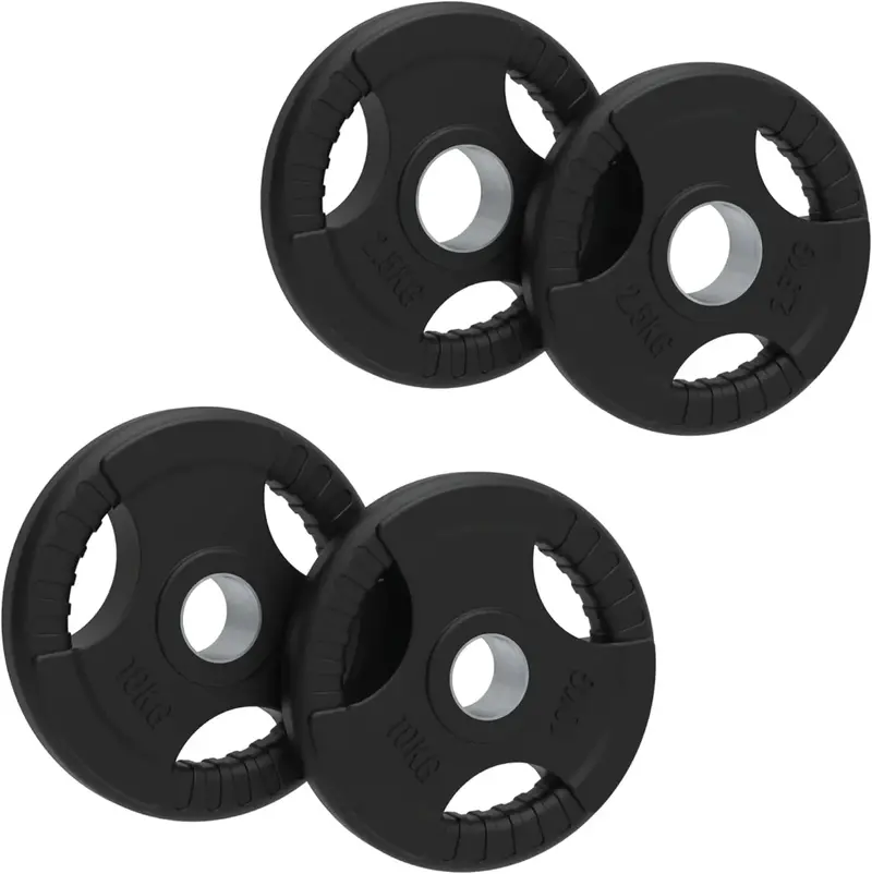 25 Kg Olympic-Style Tri-Grip Rubber Weight Plate Set (Black) 1