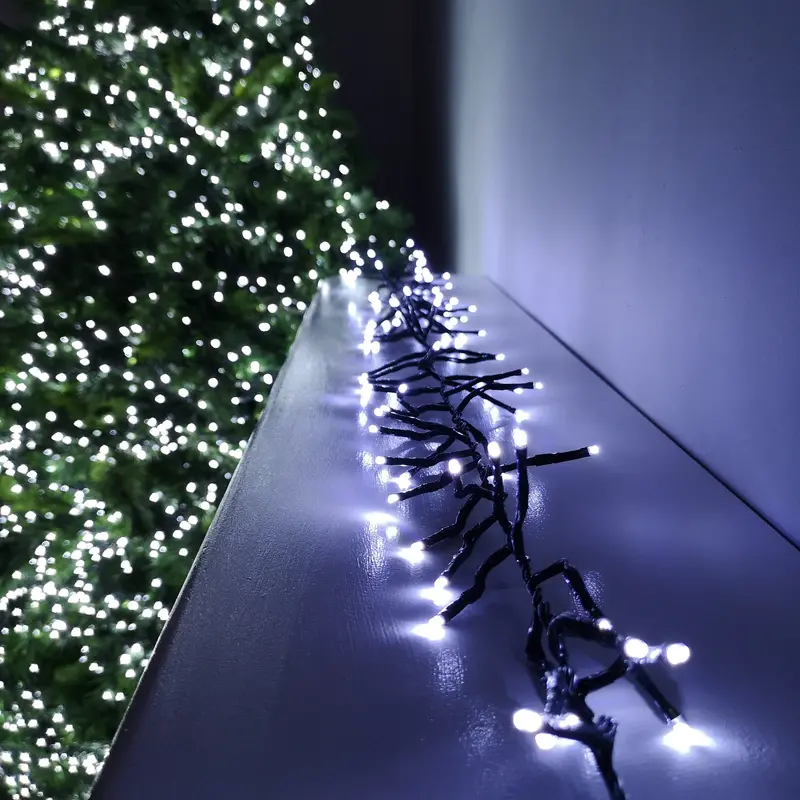 25-Meter Cool White Cluster Christmas Lights – 2000 Led Premier Multifunction Timer Lights For Indoor & Outdoor Use 1