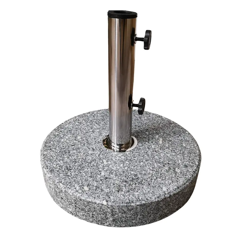 25Kg Round Granite Parasol Base Weight – Stainless Steel Pole Compatible 1