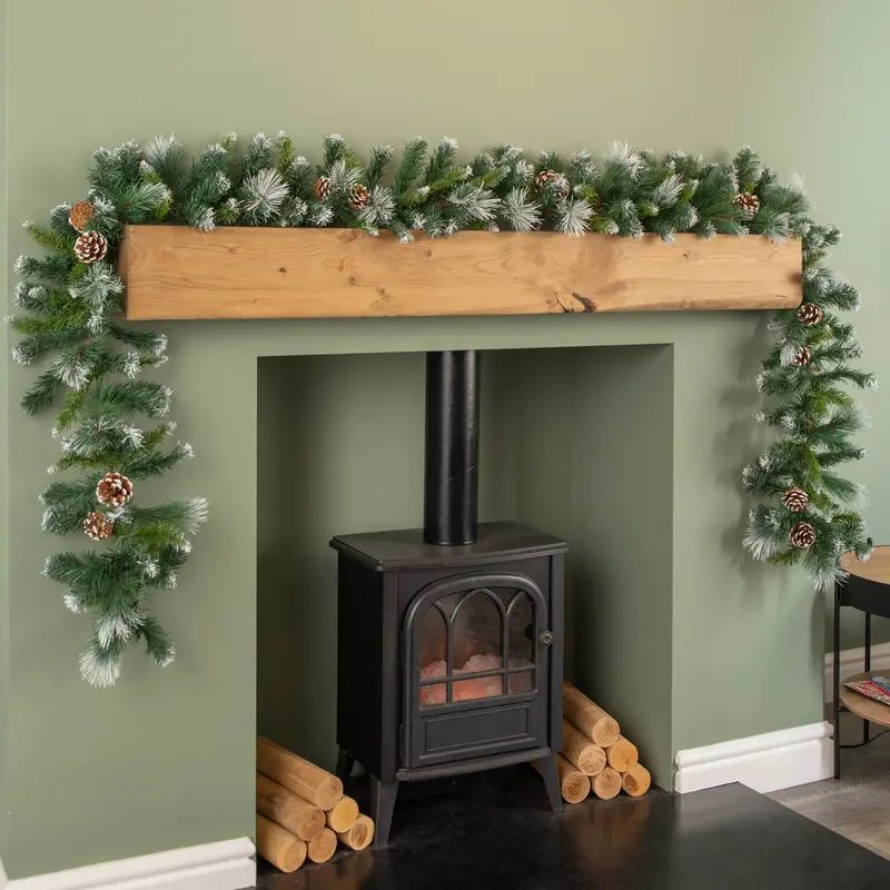 270Cm Frosted Glacier Christmas Garland – Pine Cones & Wintry Texture 1