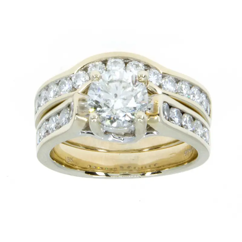 3-Carat Diamond Bridal Ring Set – 18K Gold Engagement & Wedding Band Pair 1