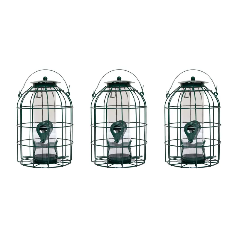3-Pack Squirrel-Guarded Wild Bird Seed Feeder Cages – Easy-Hang Metal Construction 1