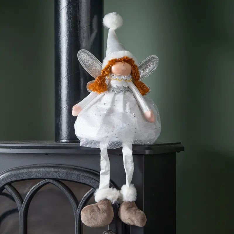 30-Centimeter Poseable White Fairy Magic Christmas Ornament With Dangling Legs 1