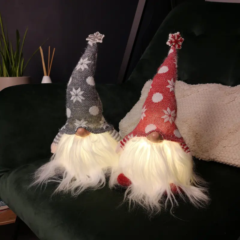 30Cm Light-Up Gonk Figure – Festive Christmas Decor In Red Or Grey 1