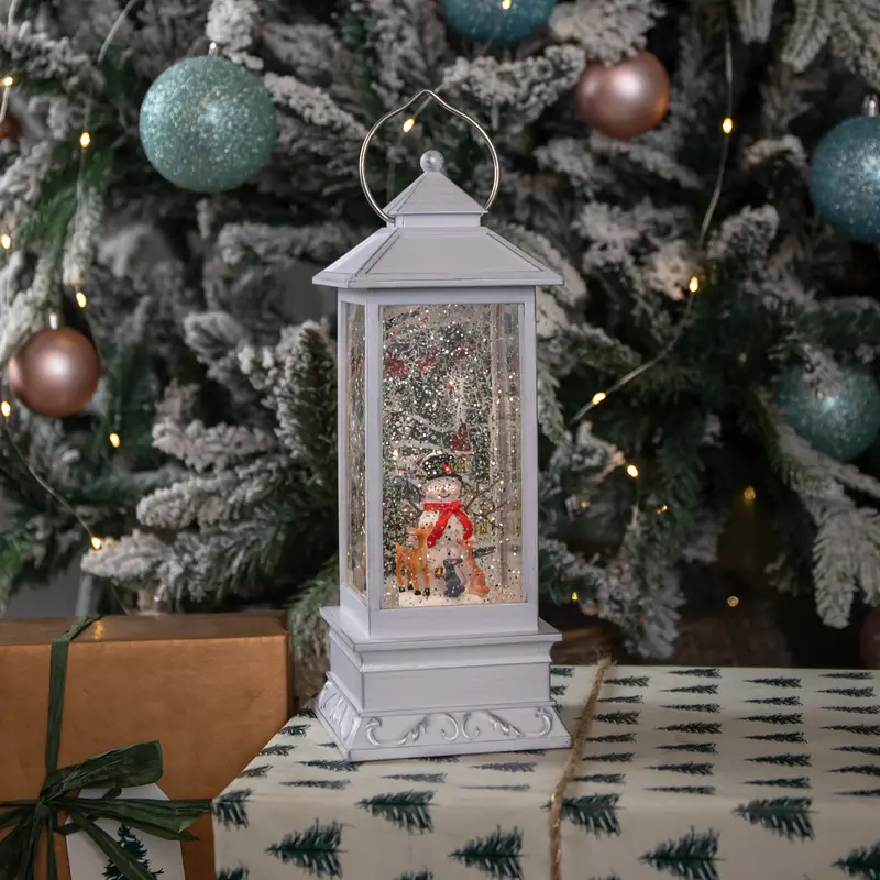 31Cm Dual-Power Glitter Water Spinner – Animated Snowman Christmas Display 1