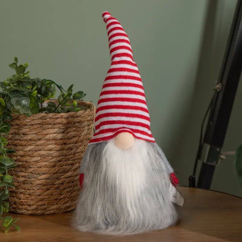 34Cm Plush Santa Gonk Decoration With Striped Hat – Cozy Indoor Ornament 1