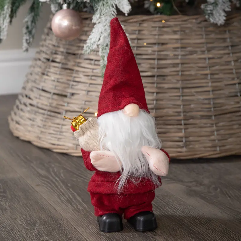 35Cm Animated Musical Gonk Doll – Battery-Powered Walking Santa Figure In Red 1