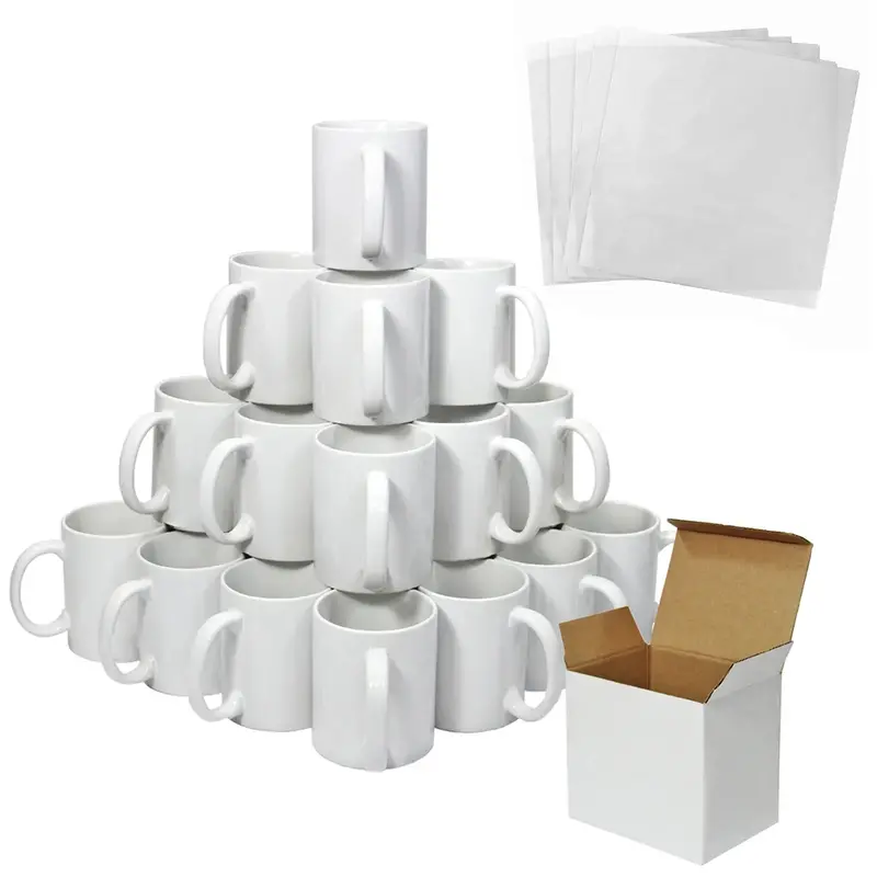 36-Pack Of 11Oz White Sublimation Mugs With Retail Boxes And 5 Transfer Sheets 1