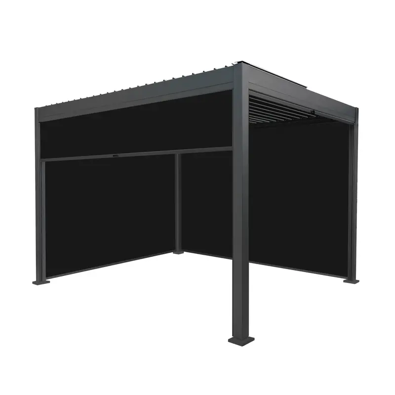 3M X 3M Powder-Coated Aluminium Pergola With Anthracite Roller Blinds 1