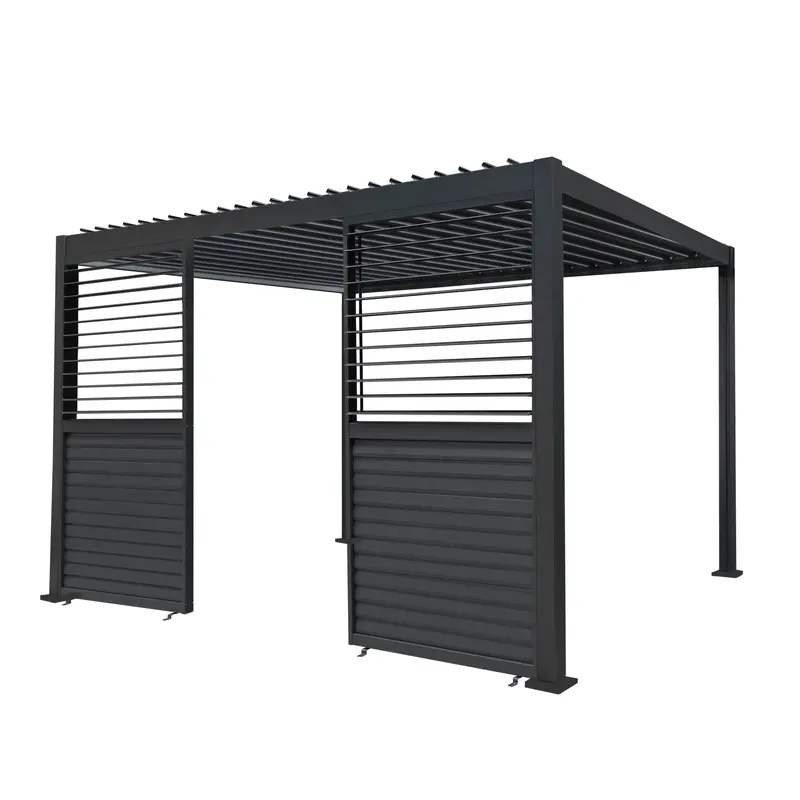 3M X 4M Anthracite Aluminium Pergola With Dual Adjustable Shutter Panels 1