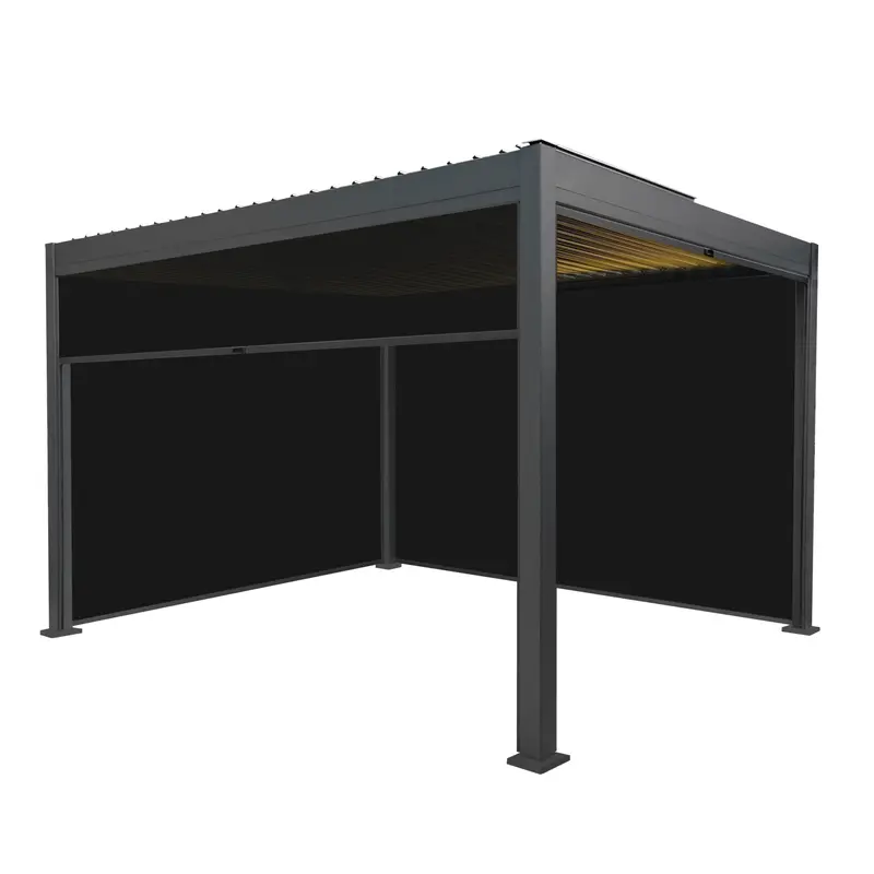 3M X 4M Powder-Coated Aluminium Pergola With Anthracite Blinds And Integrated Led Lights 1