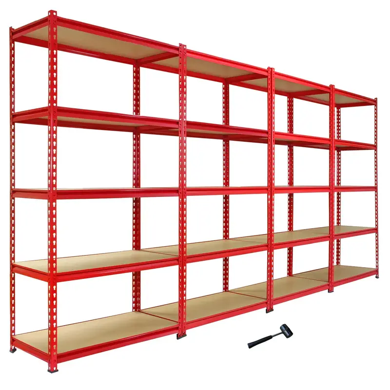 4-Unit Z-Rax Red Steel Shelving Rack Set (90Cm) + Free Installation Mallet 1