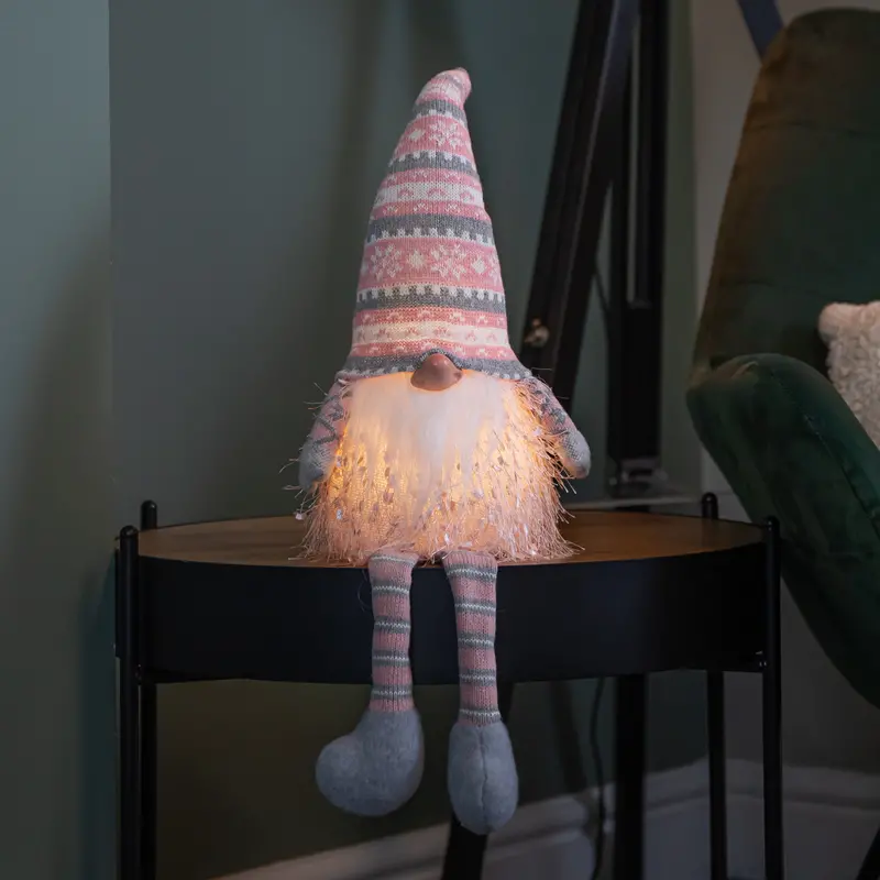 50Cm Animated Gonk Decor – Striped Hat & Twinkling Led Body 1