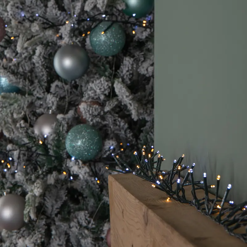 6.2M Cluster-Style Christmas Light String – 480 White & Warm White Leds With Timer 1