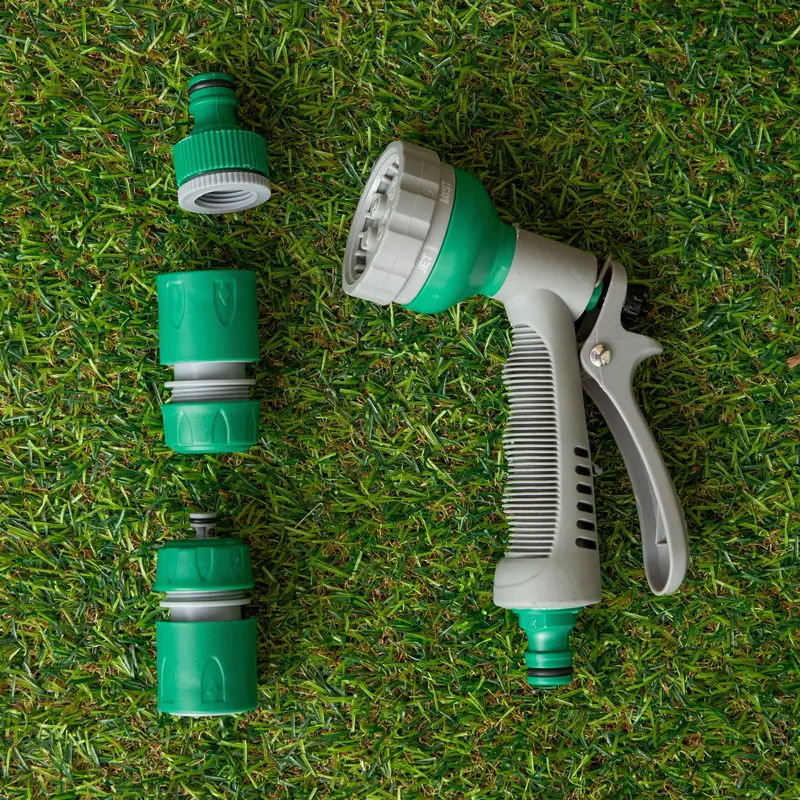 6-Setting Garden Hose Spray Gun With Fittings – Heavy-Duty Brass And Abs Construction 1