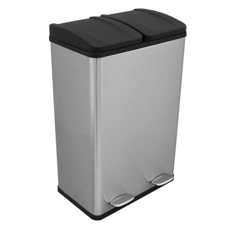 60-Litre Stainless Steel Dual-Pedal Waste Bin – Touch-Free Foot Operation 1