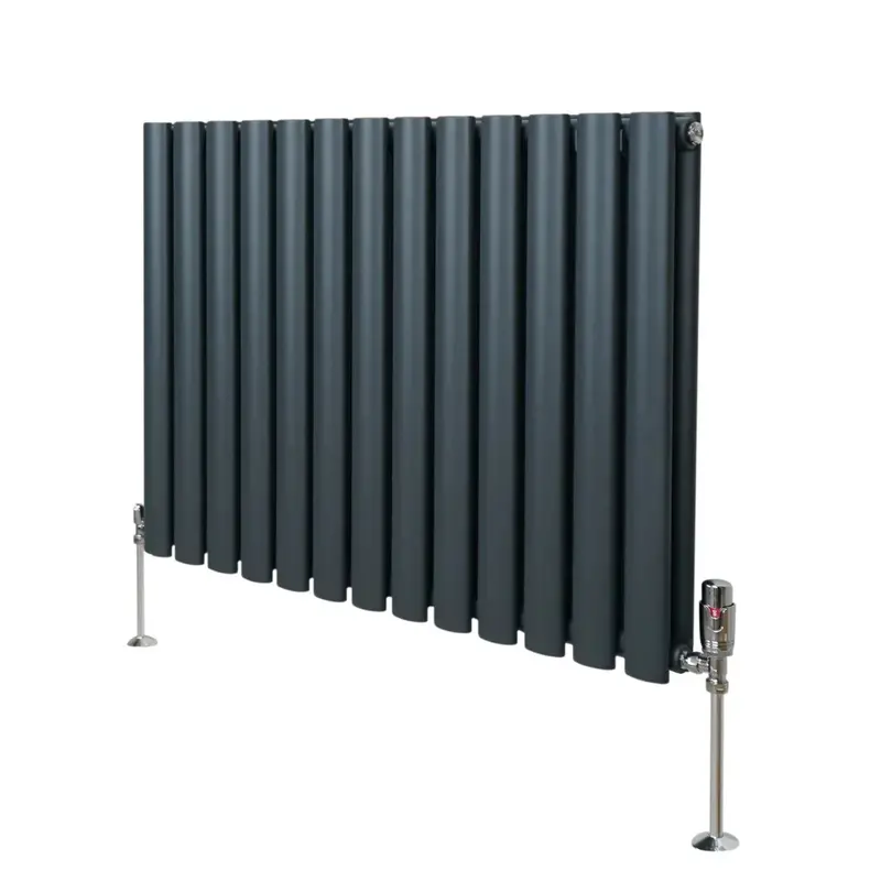600Mm X 780Mm Oval Column Radiator With Integrated Valves – Anthracite Grey Finish 1
