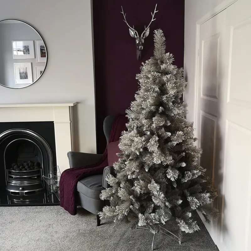 6Ft (180Cm) Grey Snow Fir Artificial Tree – 587 Soft Cashmere-Tip Branches 1