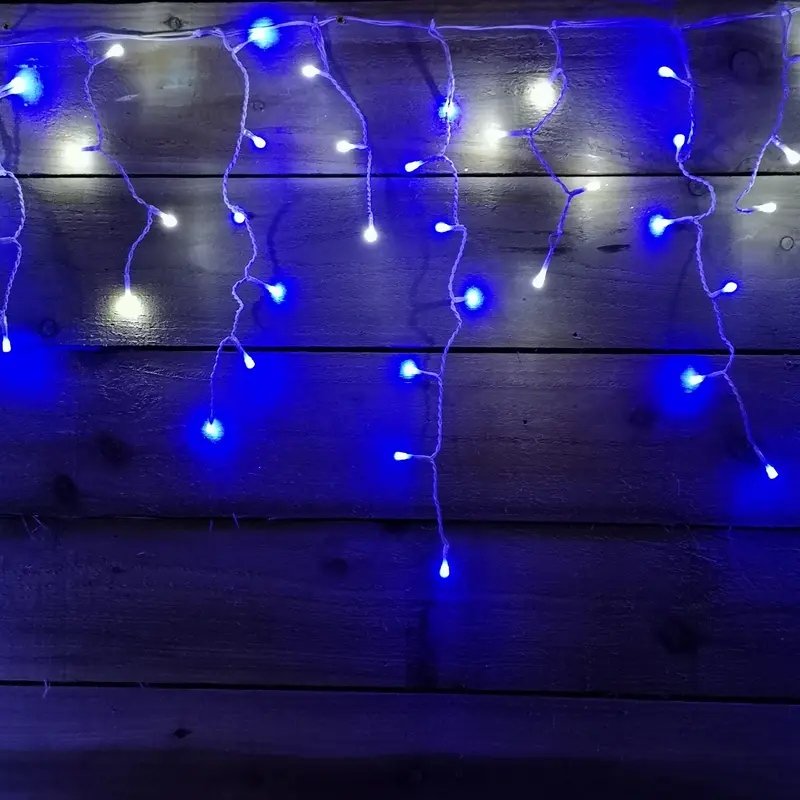 7.5M Premier Icicle Lights – 300 Blue & White Leds, 8 Lighting Functions 1