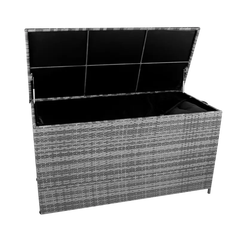 700-Litre Grey Rattan-Style Outdoor Cushion Storage Box 1